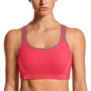 Syrokan Full Coverage High Impact Padded Wireless Sports Bra in Magenta Size 40F